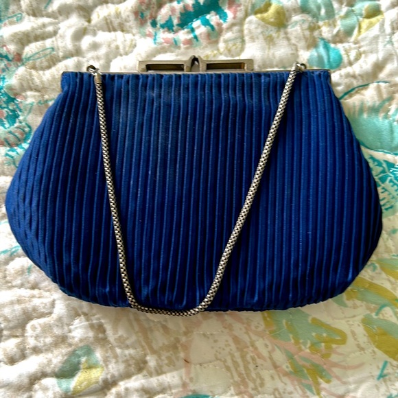 Handbags - Vintage blue satin 1920s style purse.